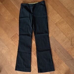 Y2K low waisted black pants with green pinstripes